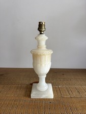 Ancien Pied de Lampe/Chevet en Albâtre Blanc/Beige - Vintage - A Restaurer H30cm