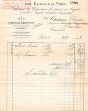 INVOICE 1918 SILVER FANCY JEWELRY FACTORY FASHION JEWELRY