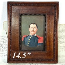 Antique Oil on Canvas Painting of Gendarme, Military Officer in Uniform, Signed