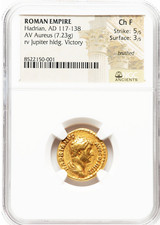Hadrian (AD 117-138). AV aureus (19mm, 7.23 gm, 5h). NGC