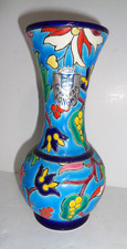 7 1/4" TALL LONGWY DECORATED VASE WITH ORIGINAL PAPER LABEL...