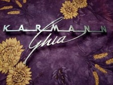 Sigle Emblème Logo Insigne Arière Capuche Script Signature Karmann Ghia D Epoque