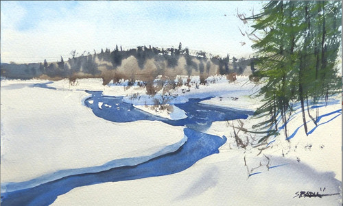 Aquarelle originale paysage - -,
