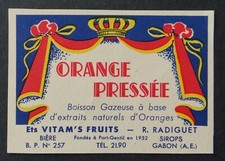 Étiquette ORANGE PRESSÉE Radiguet Port-Gentil Gabon label