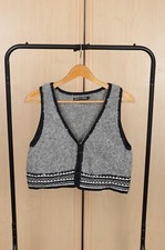 GUDRUN SJODEN Gray Wool Mohair Knit Sleeveless Nordic Vest Gilet Size M