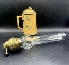 Antique oil, oil lamp DITMAR BRUNNER AG faience and brass late 19th century 
