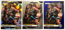 Lot 3 Diamond DeShields 2024 Panini WNBA Prizm 1 Silver Cracked Ice 1 Blue Velo