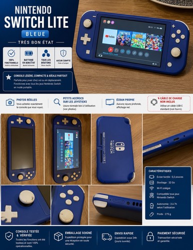 Nintendo switch lite bleu - bleu, 32