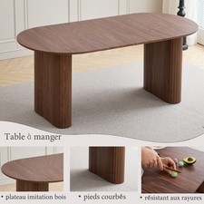 Table à manger ovale, table de conférence, imitation bois, marron, 180*90cm