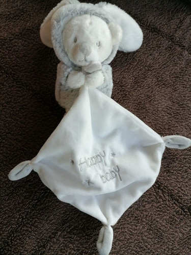 Doudou ours lapin blanc gris - doudou,