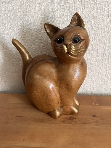 Statuette chat bois - chat, en