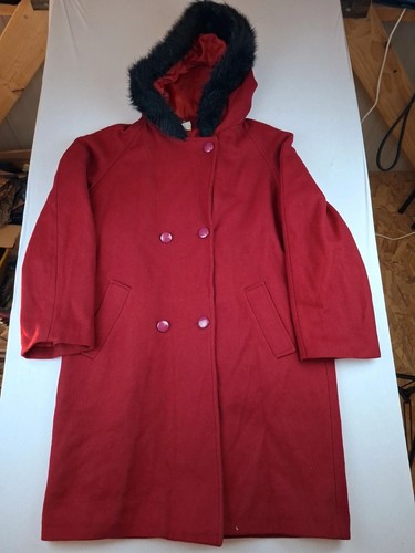 Manteau vintage laine rouge - vintage,