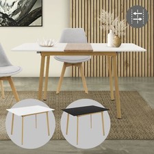 Table salle à manger extensible rectangle 110/140x75 cm 4-6 personnes blanc/noir