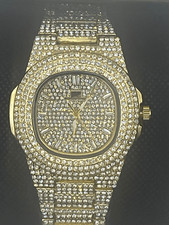 Iced Out Swarovski Crystal Montres Men's Luxury Watch