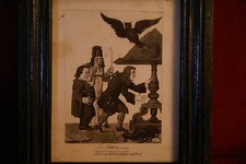 Gravure encadrée d'après "Le Lutrin" de Nicolas Boileau