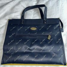 Laurent David Shopping Bag Purse Zip Up Navy Blue 13”X15.5”x6” Classic