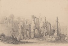 Dessin original DESPORTES DE LINIÈRES 1849 ABBAYE D'ORVAL Belgique Florenville