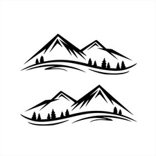 Lot de 2 autocollants graphiques camping-car caravane montagne à la mode et att