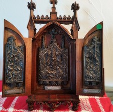 triptyque fin XIXe bois et