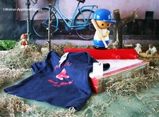 PIPPEN HILL WOODEN BASEBALL HOOK, IKEA LACK SHELF, MAJESTIC MY FIRST RED SOX TEE