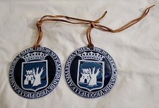 Sargadelos Hand Crafted  Porcelain Coat of Arms of Vigo Spain, Medallion Vtg.