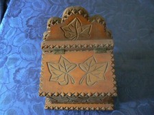 ANTIQUE SALT BOX WOOD PYROENGRAVING DECOR POLYCHROME SHEET VINTAGE DESIGN