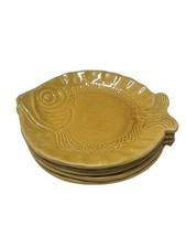 Lot of 4 Fish Shaped Plates - AEGITNA Vallauris - Vintage Earthenware