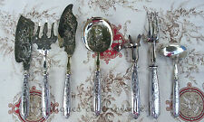 Superb RARE Lot 7 Cutlery Fish Service Pie... Filled Silver, 19th Century Gold