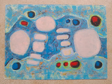 Abstract Composition Painting by Roger Quillery Gouache Signed