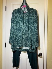 ANYBODY REGULAR LUSH JERSEY JOGGER & HOODIE 2X LOUNGE SET ANIMAL PINE A608823