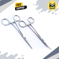 Hemostat Fishing Plier Mosquito Forcep Straight Curved Surgical Dental Clamps 5"