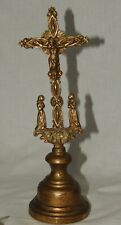 Crucifix de table, Calvaire ancien en laiton (hauteur 24 cm, bon état) religion
