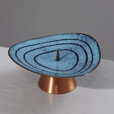 Modernist Enameled Copper Candle Holder Design circa 1950
