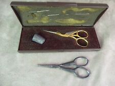 TWO PAIRS OF SEWING SCISSORS, decorated.