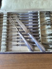 Silver Filled & Brass Dessert Set 12 Forks 12 Knives Punch LV
