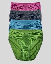 Hi-Cut Satin Panty with Ruched Accents 4 Pack S