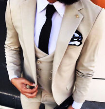 Designer Business Beige Crème Homme Veste de Costume Gilet Cintré Slim Fit