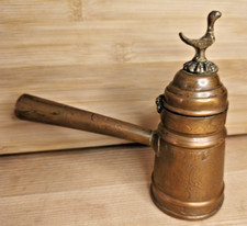 Cezve Copper Coffee Maker Early 20th Century - Ottoman Style, Engraved Bird Lid