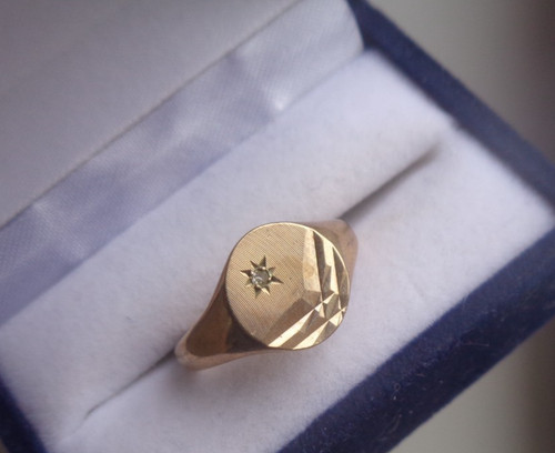 Bague chevalière jaune 9ct - chevalière,