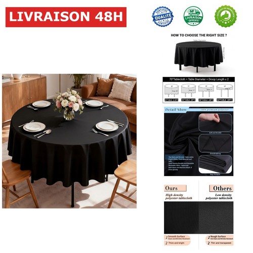 Nappe ronde noir 178 - nappe,