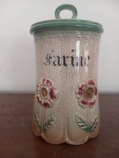 Ancien Pot À Épices en Barbotine 