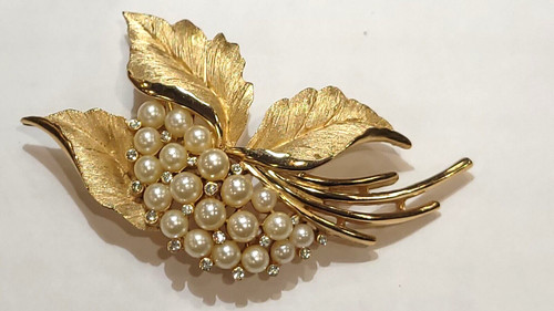 Trifari perle faux diamants - perle, faux-diamants