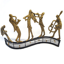 Cast Metal Quintet Music Score Statue 5 Musicians Bass Sax Piano Violin Trumpet