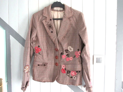Veste coton marron - à, broderie