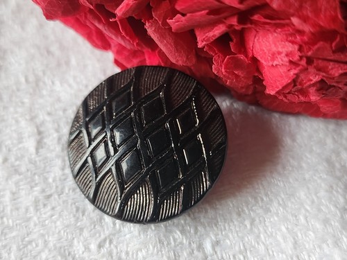 Bouton ancien verre noir - ancien, en
