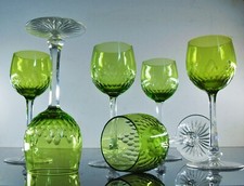 ANTIQUE LARGE 6 WINE GLASSES CRYSTAL COLOR MODEL RICHELIEU BACCARAT ARTDECO