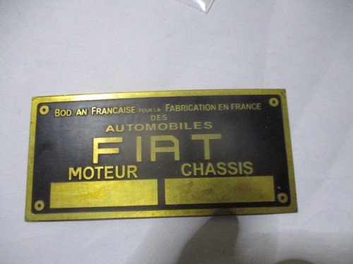 Nameplate fiat france brass - fiat,