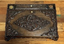 Ecritoire secrétaire de voyage en bois sculpté époque Napoléon III