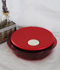 🌟 TUPPERWARE Boite Micro Onde Ronde Rouge Assiette Crystal Wave 330 ml + 240 ml