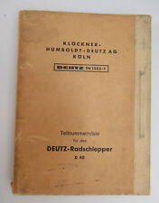 Deutz D40 Wheel Tractor with Old Hood Parts List circa 1957